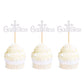 Ercadio Cupcake Toppers 36 Pack Silver Cross Glitter Baptism Decoration Small