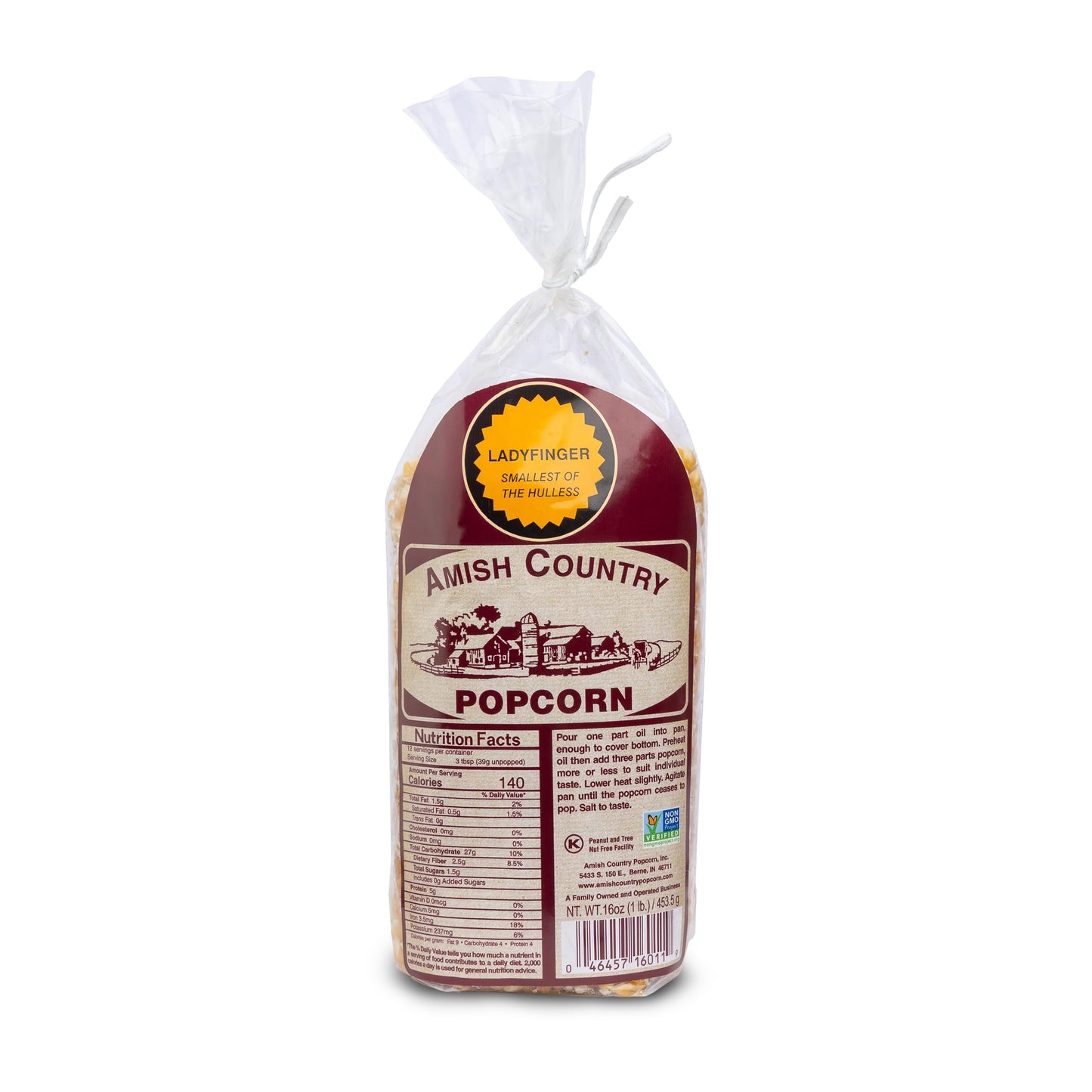 Amish Country Popcorn | 1 lb Bag | Ladyfinger Popcorn Kernels | Old Fashioned, Non-GMO and Gluten Free (Ladyfinger - 1 lb Bag)