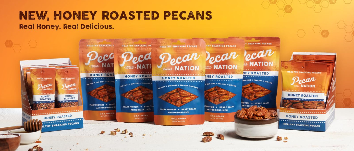 Pecan Nation Honey Roasted Georgia Pecans, 32 Oz., Natural, No Preservatives, Anti-Oxidant Rich, Non-Gmo, Irresistible Healthy S