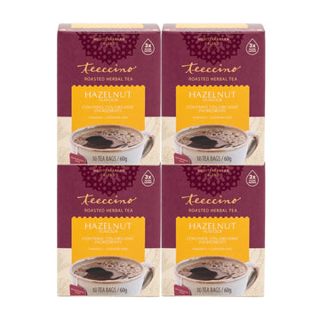 Teeccino Hazelnut Herbal Tea, Caffeine Free, Prebiotic, 10 Count (Pack of 4)