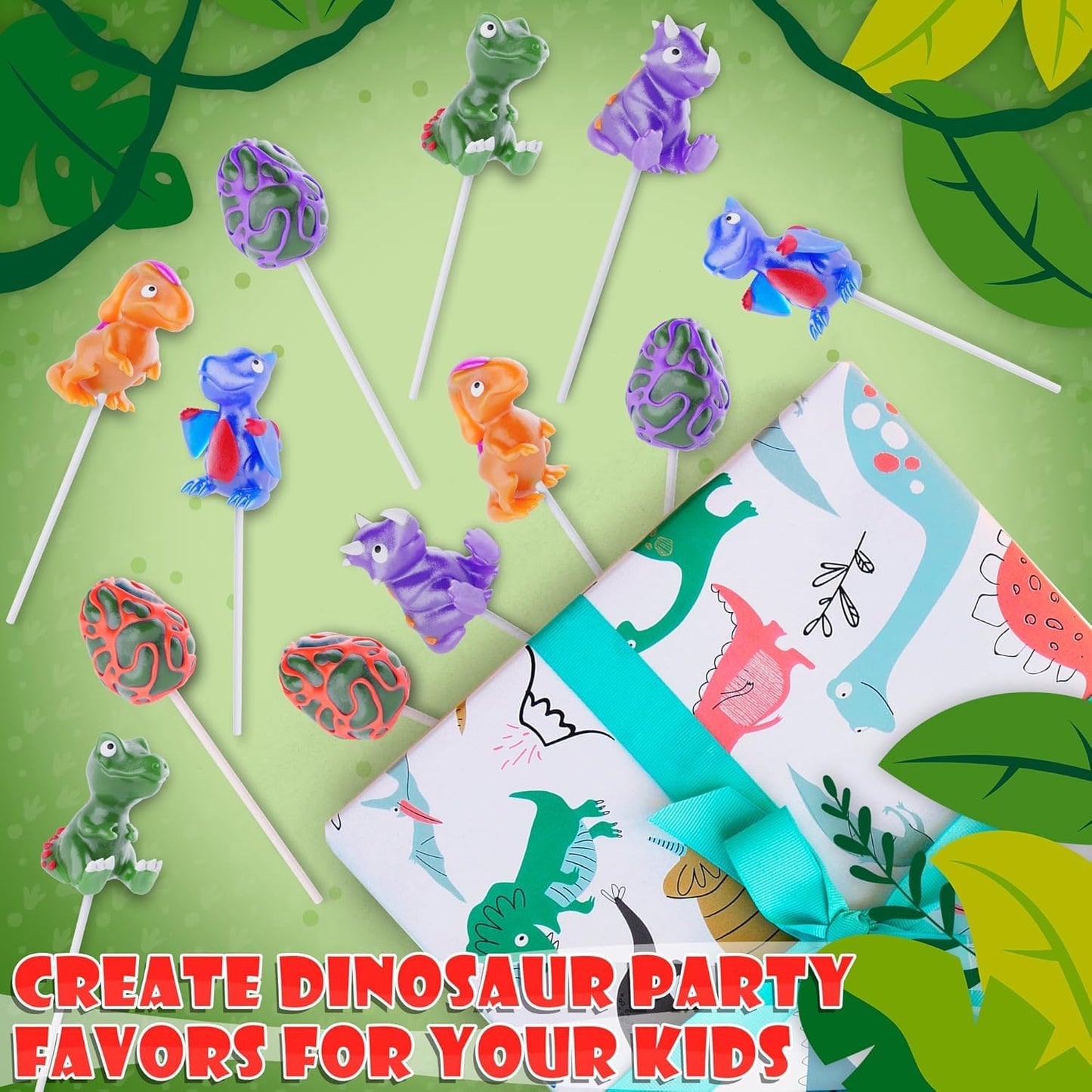 Primary Colors Candy Dinosaur Lollipops 30pk - Multicolor Dino Candy for Party Favors