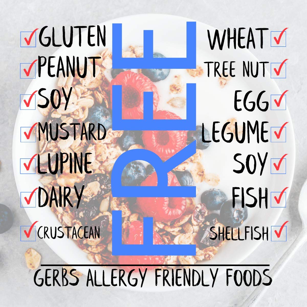 GERBS Super 5 Fruit Granola - Non-GMO, Keto Safe, Allergy Free - 32 oz (2 lbs) - Cranberry, Blueberry, Goji Berry, Cherry, Raisin
