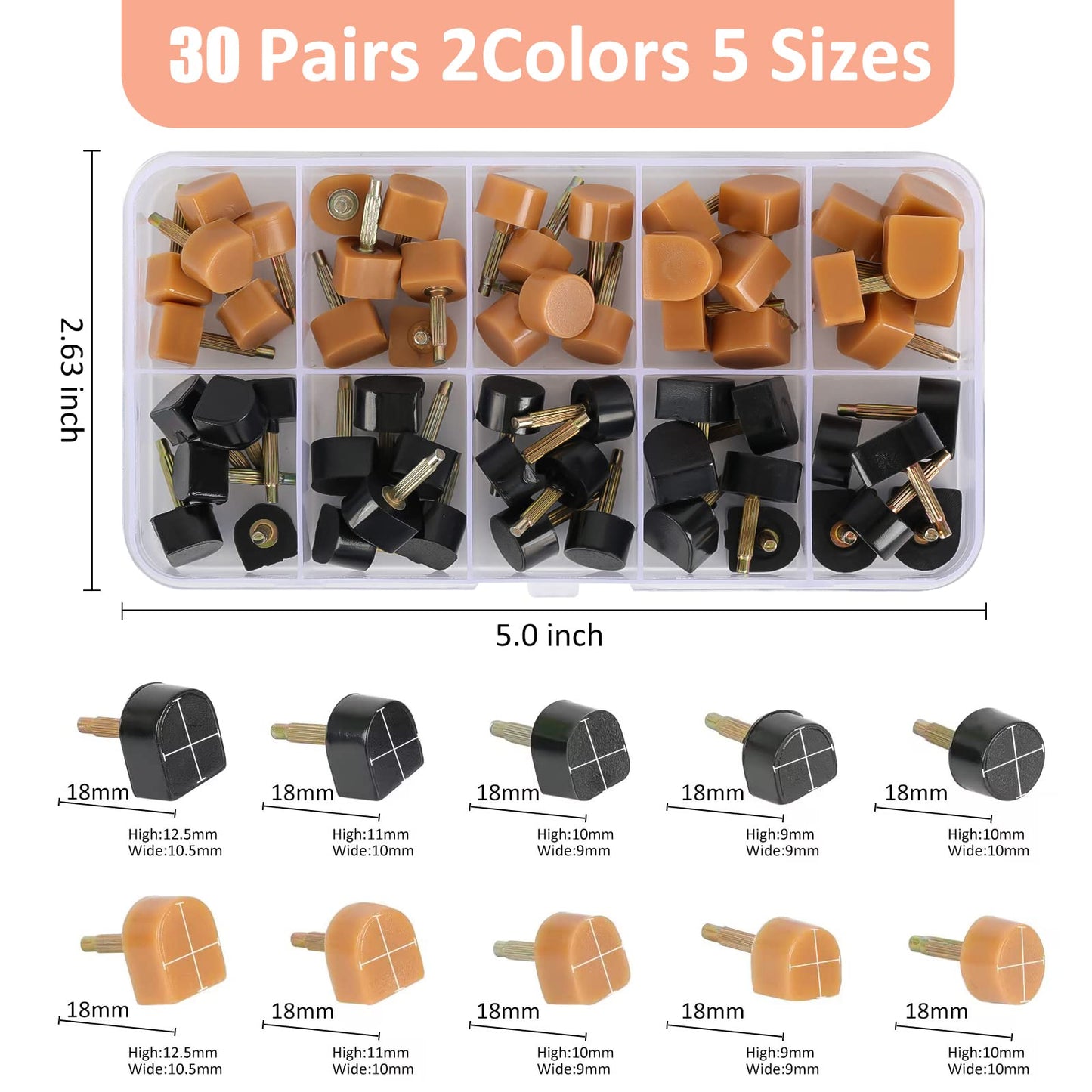 Yeham 30 Pairs Women'S High Heel Shoes Replacement Tips Pin, Round And Square Heel Repair Caps For Repairing Shoes