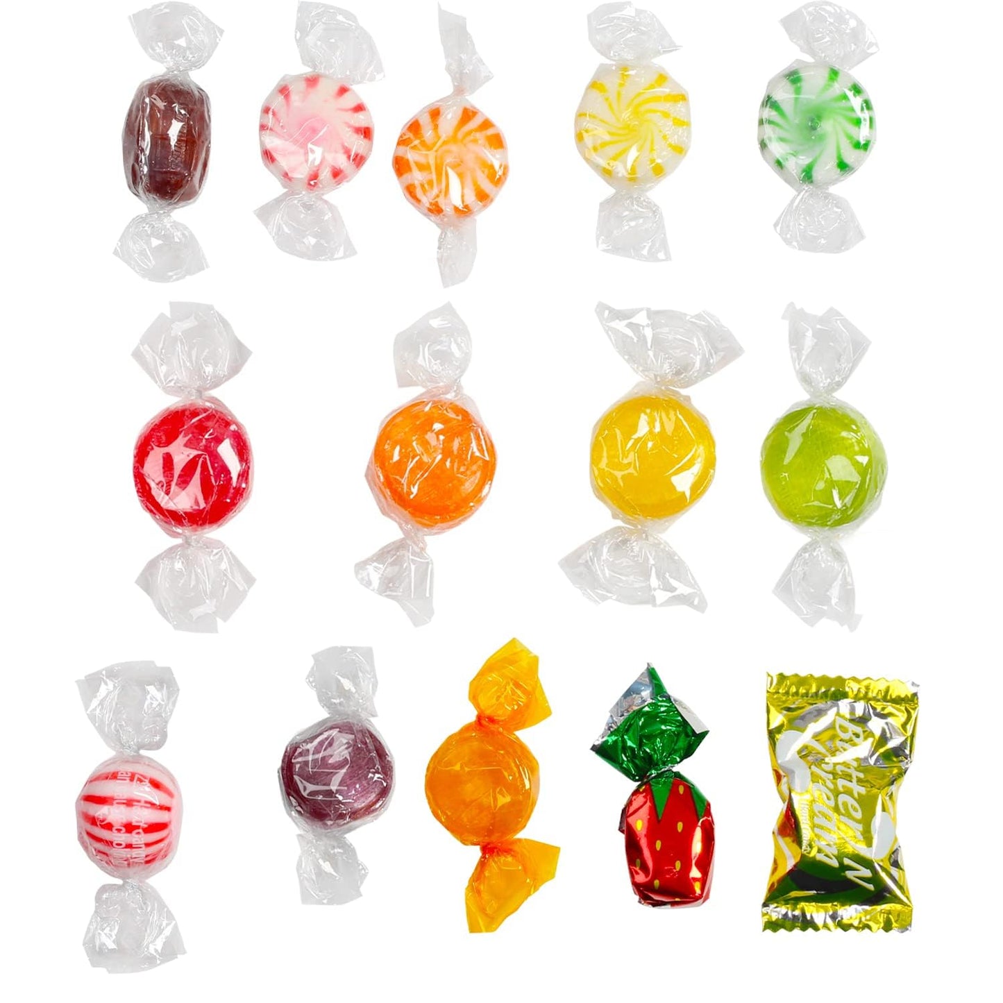 Dooboe Hard Candy Mix - 7 lbs - Christmas Bulk Candies - Individually Wrapped - Rootmalt-inspired, Strawberry, Toffee, Mint - 24.3 x 9.2 x