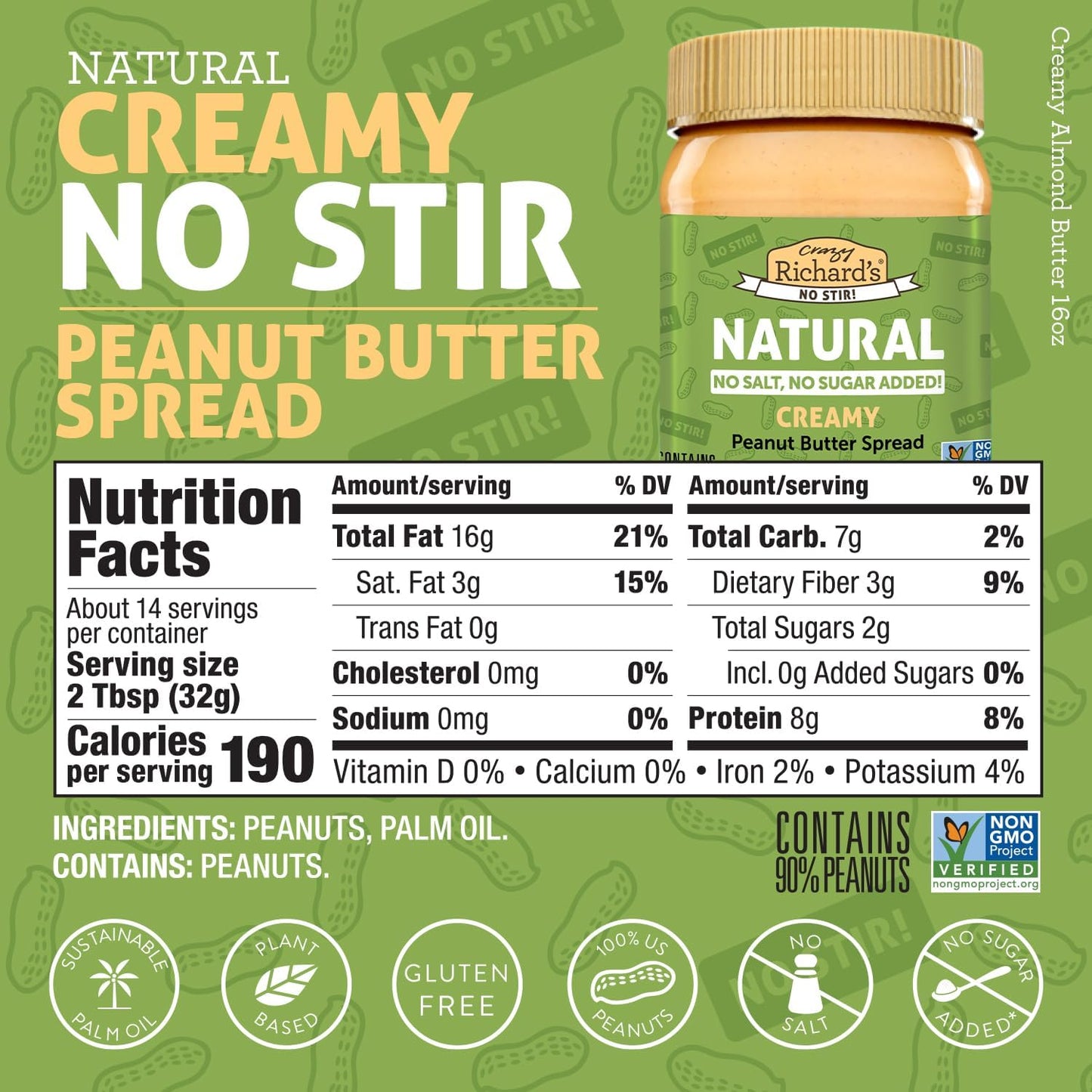 Crazy Richards 100% All-Natural Vegan Creamy Peanut Butter with No Added Sugar and Non-GMO Variety Pack (Original 100% Peanuts