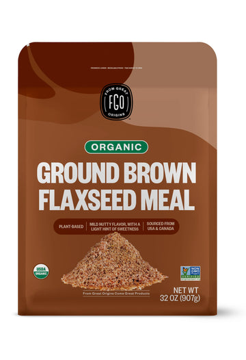 Fgo Organic Ground Brown Flaxseed Meal, 2 Pound / 32Oz Bulk Powder In Resealable Pouch, Cold Milled For Baking & Smoothies, Grown In Usa & Canada (Pack Of 1)