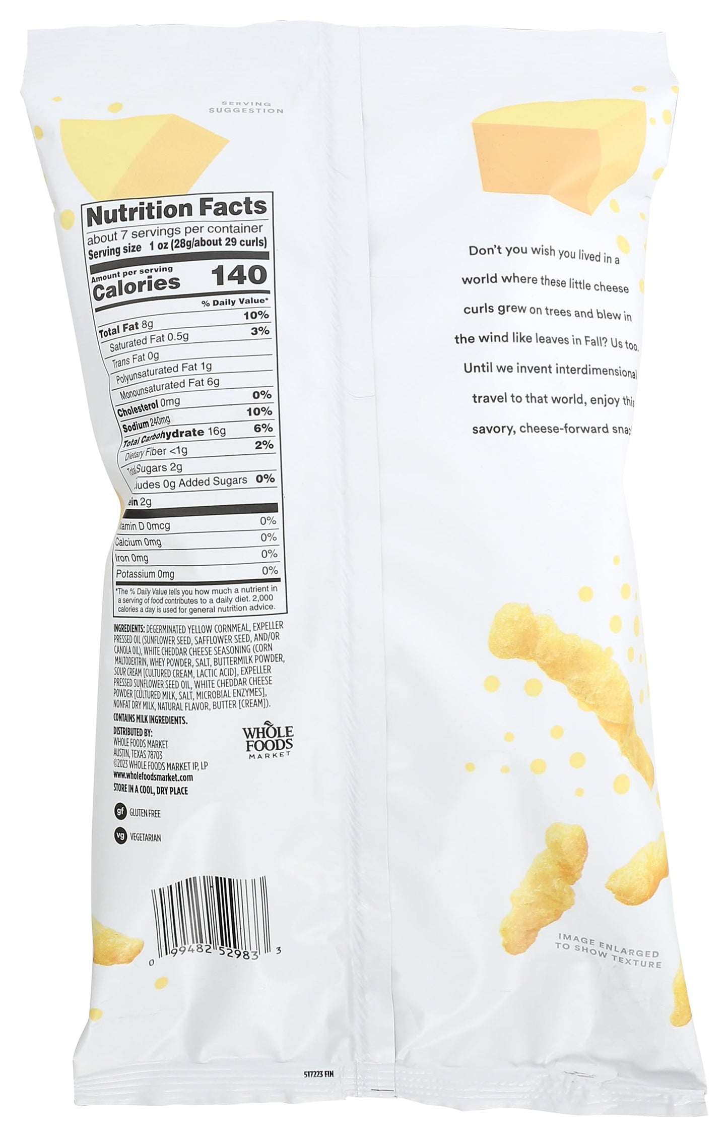 365 by Whole Foods Market White Cheddar Cheese Curls, 7 Ounce Pack