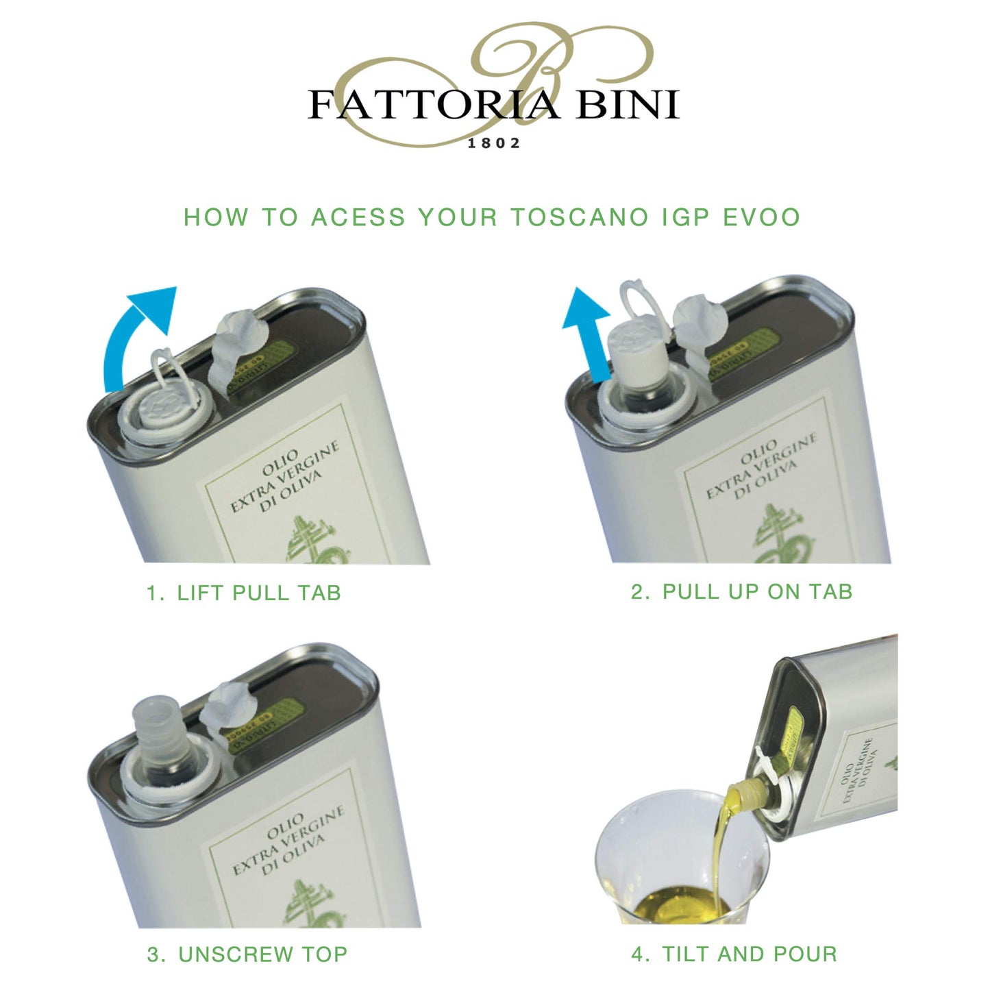 Fattoria Bini Extra Virgin Olive Oil, Polyphenol Rich, 16.9 Fl Oz, Golden Green, Early Harvest 2024-2025, No Pesticides