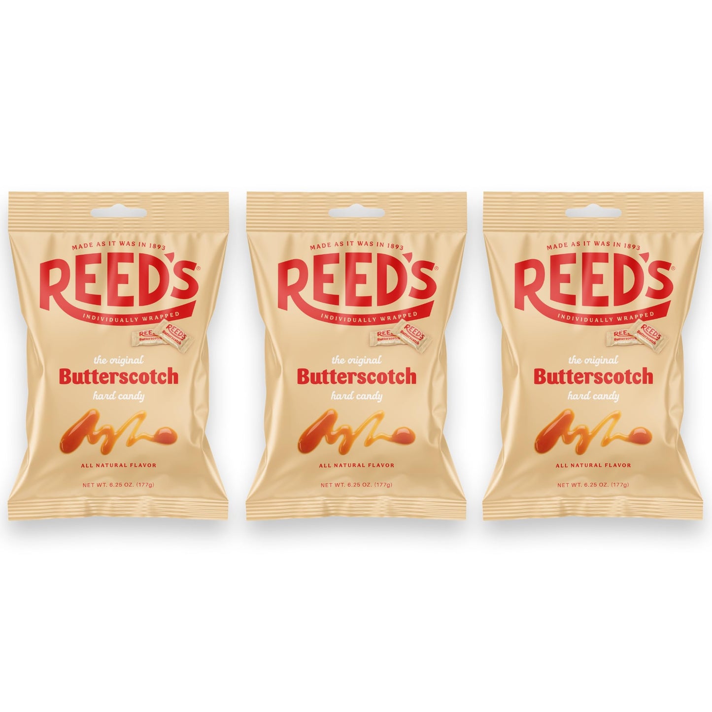 Reeds Butterscotch Hard Candy - Creamy Old-Fashioned Treat, 6.25oz Peg Bag