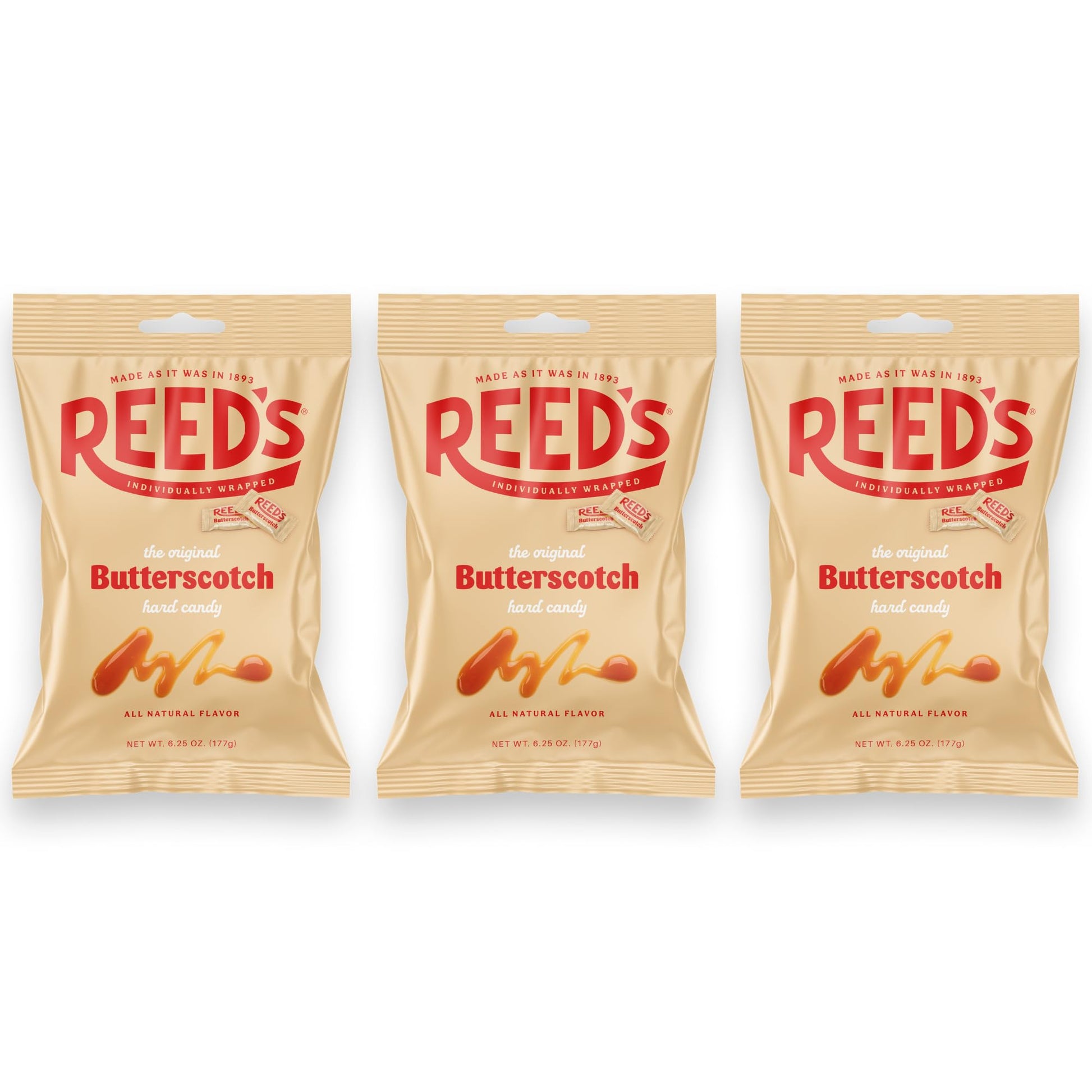 Reeds Butterscotch Hard Candy - Creamy Old-Fashioned Treat, 6.25oz Peg Bag