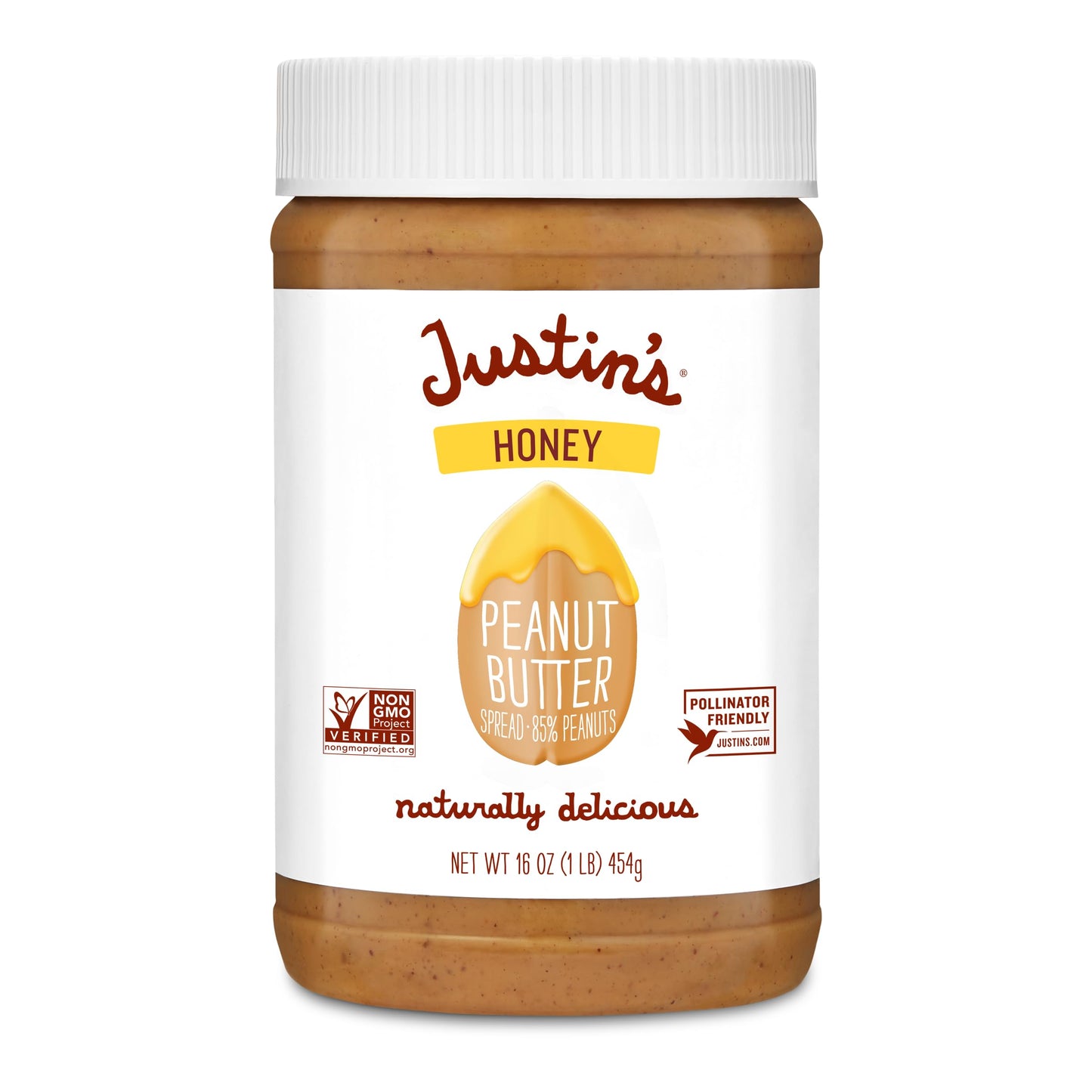 Justin's Honey Peanut Butter, No Stir, Gluten-free, Non-GMO, Responsibly Sourced, 12 Jars, 16 Ounce (Pack of 12)