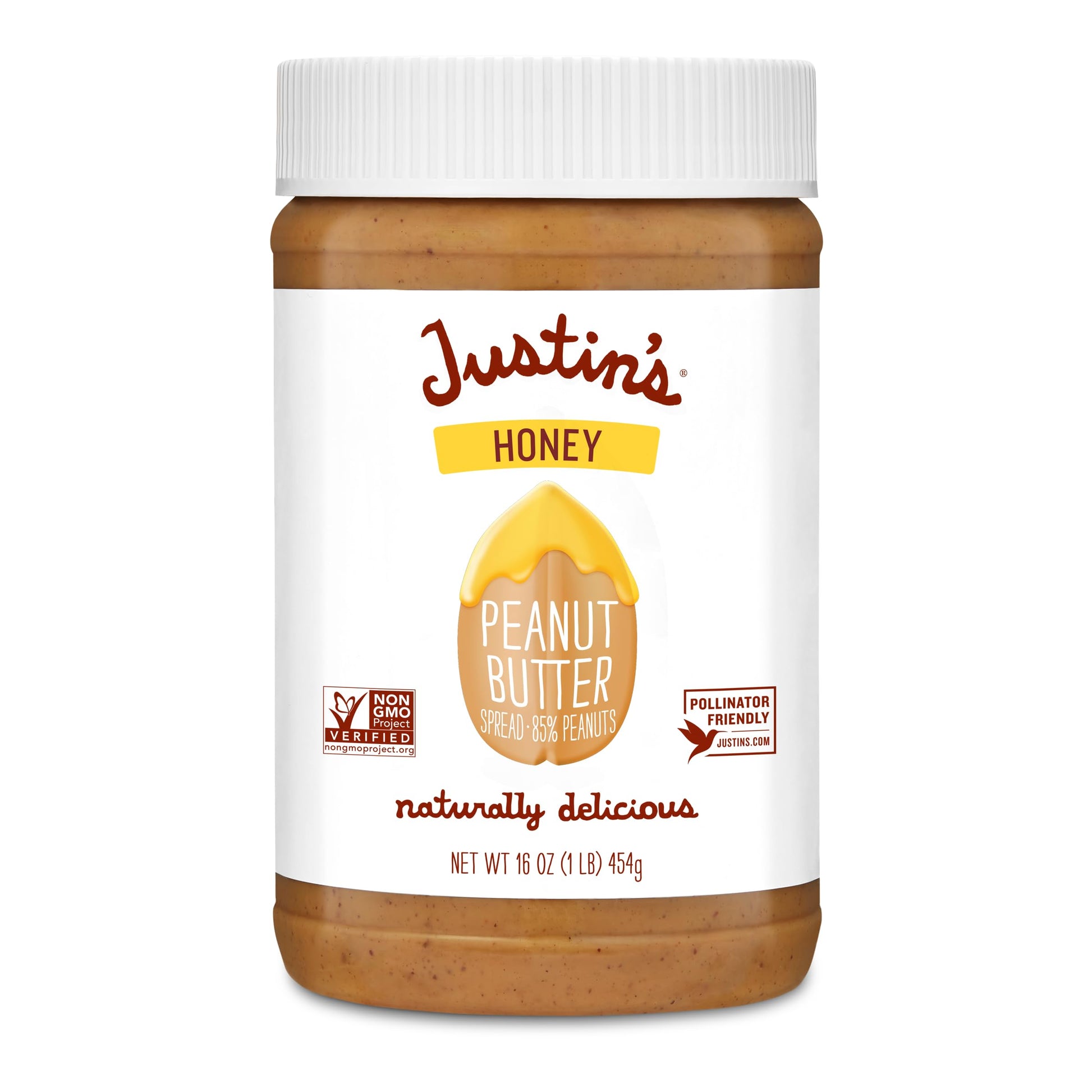 Justin's Honey Peanut Butter, No Stir, Gluten-free, Non-GMO, Responsibly Sourced, 12 Jars, 16 Ounce (Pack of 12)