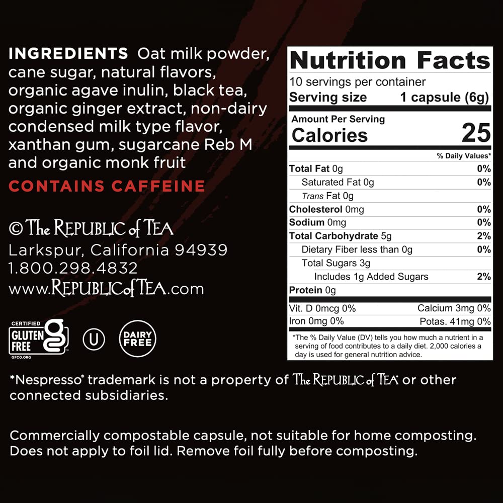The Republic Of Tea Chai•Latte Nespresso-Compatible Recyclable Tea Pods (10 Count)