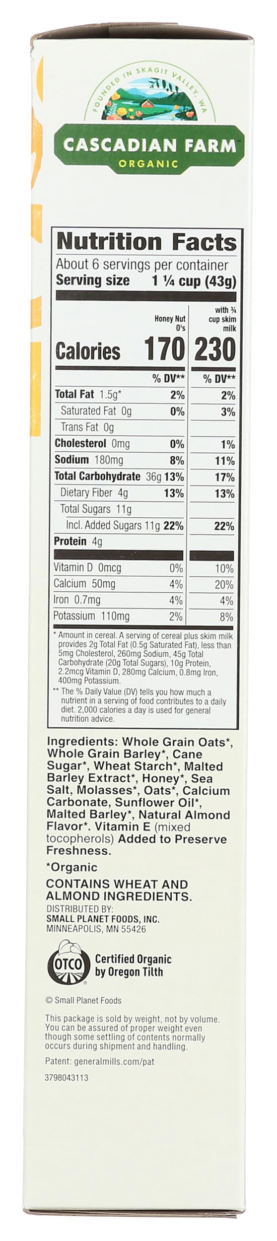 Cascadian Farm Organic Honey Nut Os - Cereal de nueces y miel, 9.5 onzas