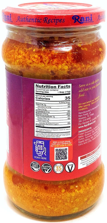 Rani Amla Pickle (Spicy Gooseberry Relish With Spices) 10.5Oz (300G) Glass Jar ~ Vegan | Gluten Free | Non-Gmo | No Colors | Pop