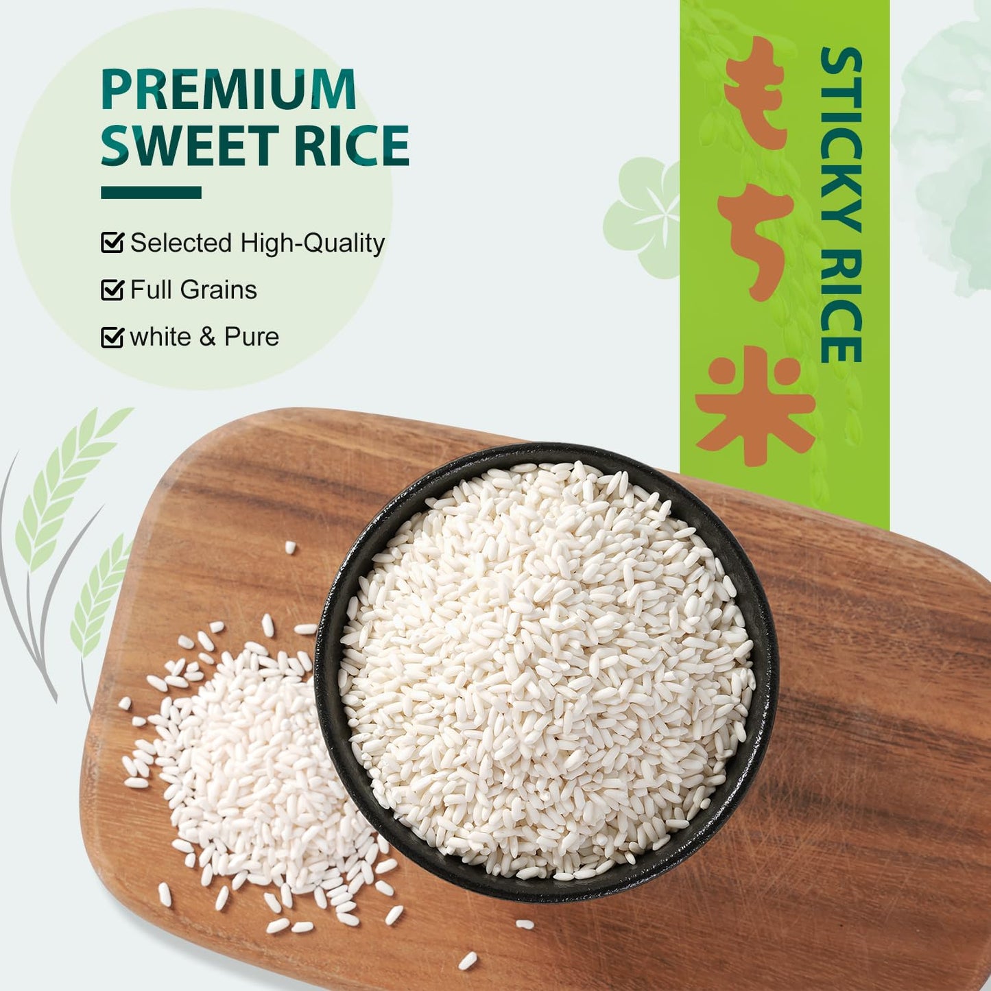 Soeos Sweet Sticky Rice 2Lbs, Premium Glutinous Rice, All Natural Gluten Free Sticky Rice For Desserts Or Rice Cakes, Rich In Fi