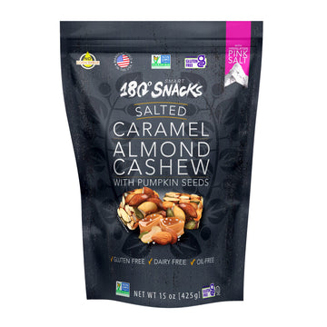 180 Snacks Salted Caramel Almond Cashew With Himalayan Salt - Delicious, Bite-Size Healthy Snacks - Non Gmo, Dairy-Free, Gluten-