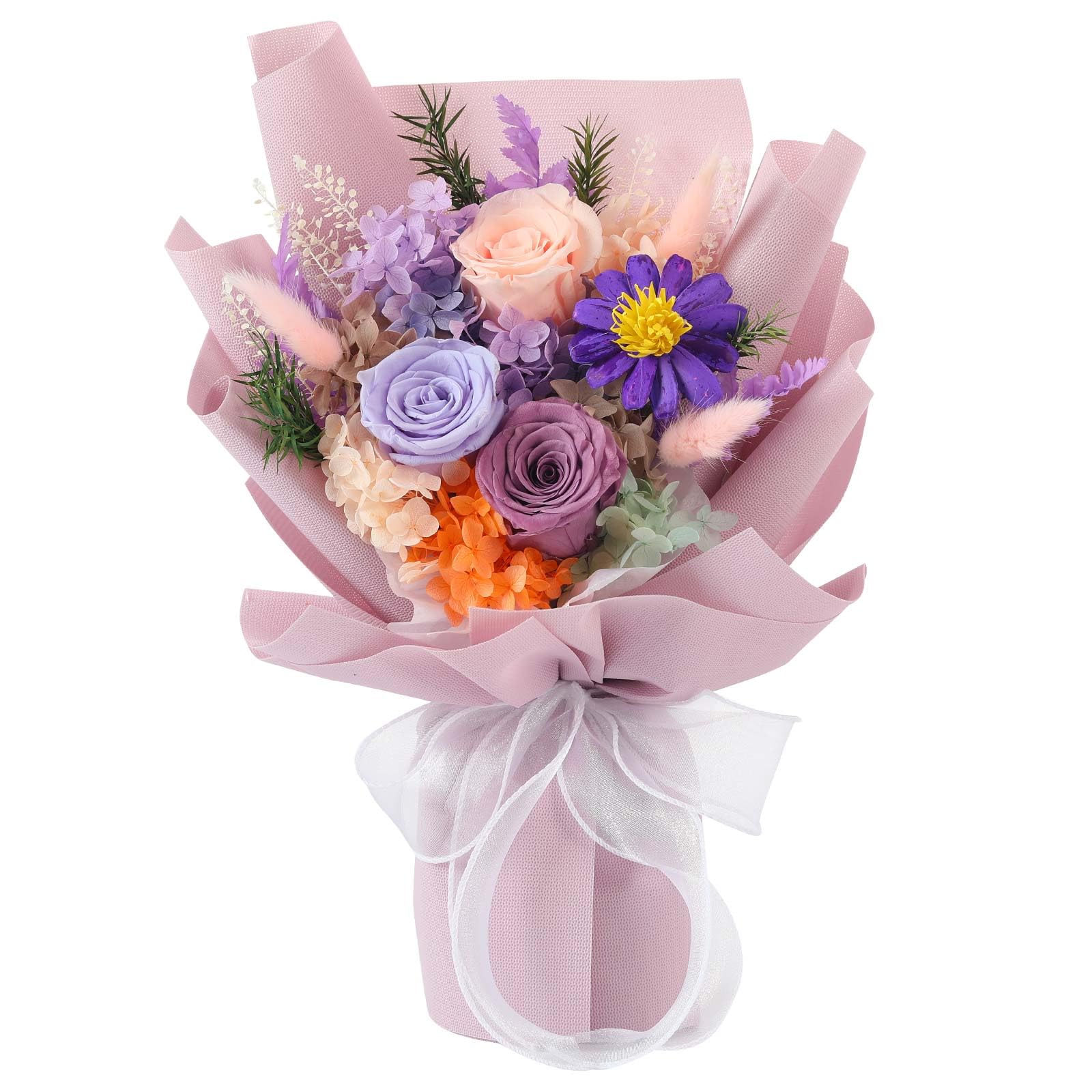 Jtoder Forever Flowers For Delivery Prime, Preserved Long Lasting Purple Rose Flower Bouquet For Mom Wife Girlfriend On Mothers