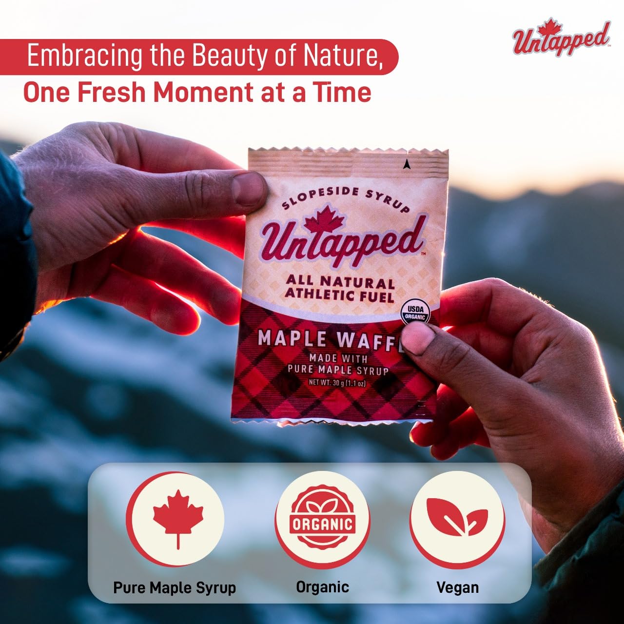 UnTapped Maple Organic Waffles 1.1 oz Each, Box of 16 - Endurance Sports Snacks Sweetened with Real Maple Syrup and Maple Sugar
