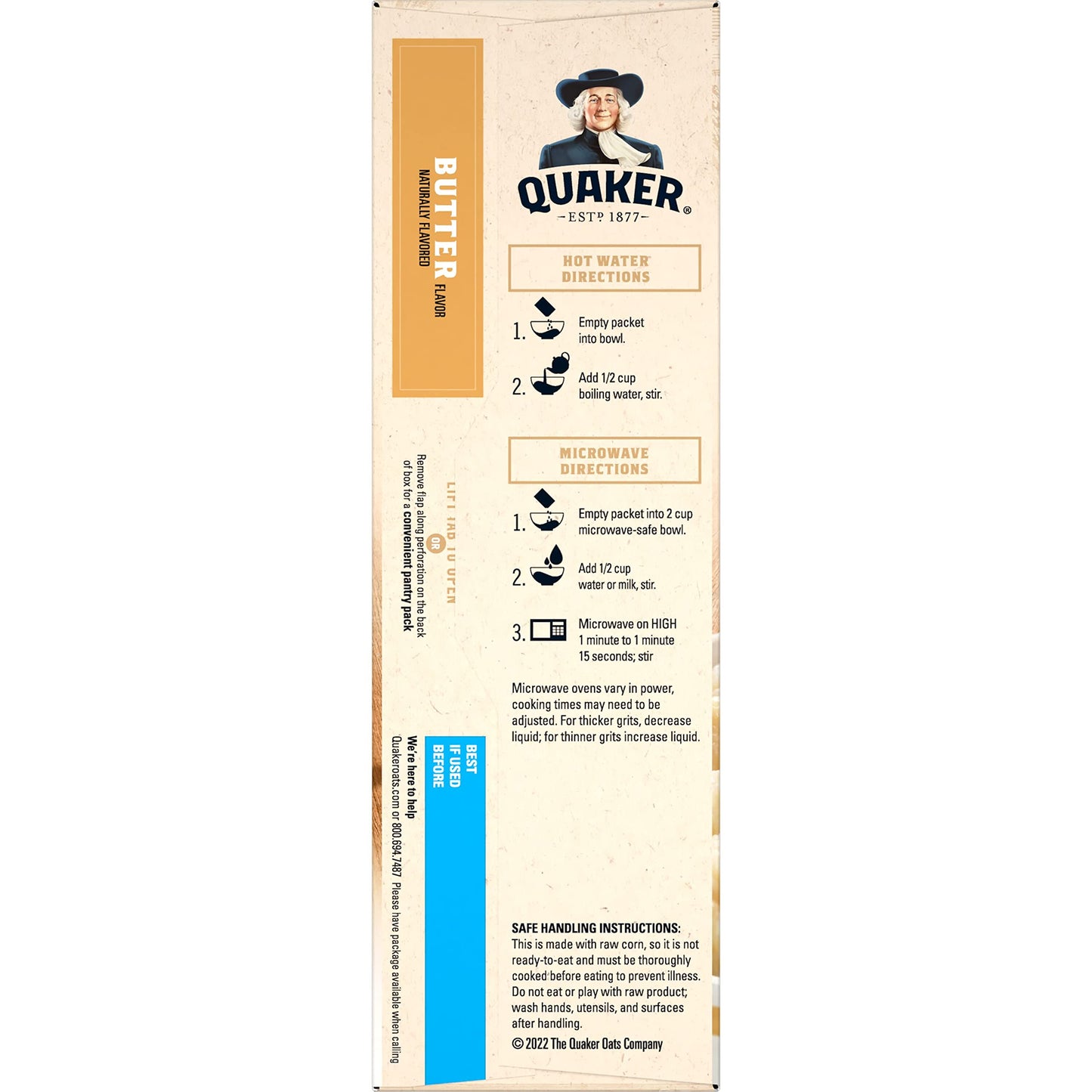 Quaker Instant Grits, Butter, 0.98oz Packets, (10 Pack)