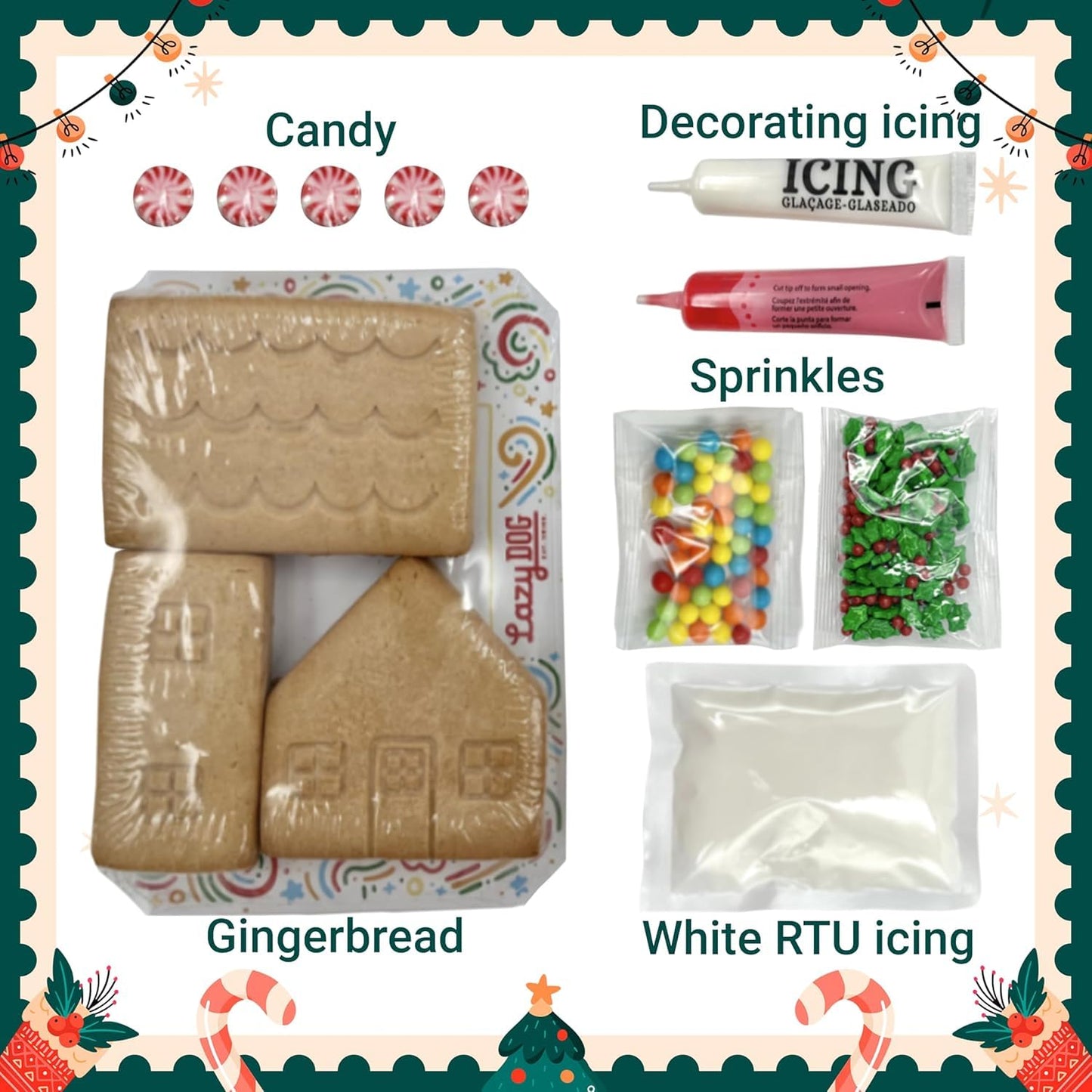 Gingerbread Cookie House Kit - 1.1 Lbs - Easy To Decorate - Includes Everything Needed To Assemble And Decorate For Christmas Ho