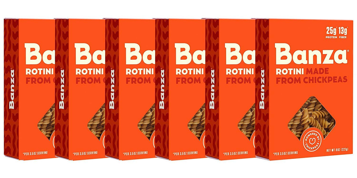 Banza Gluten-Free Chickpea Pasta, Rotini 20g Protein | Lower Carb | High Fiber | High Protein | Plant Based Pasta | 8oz