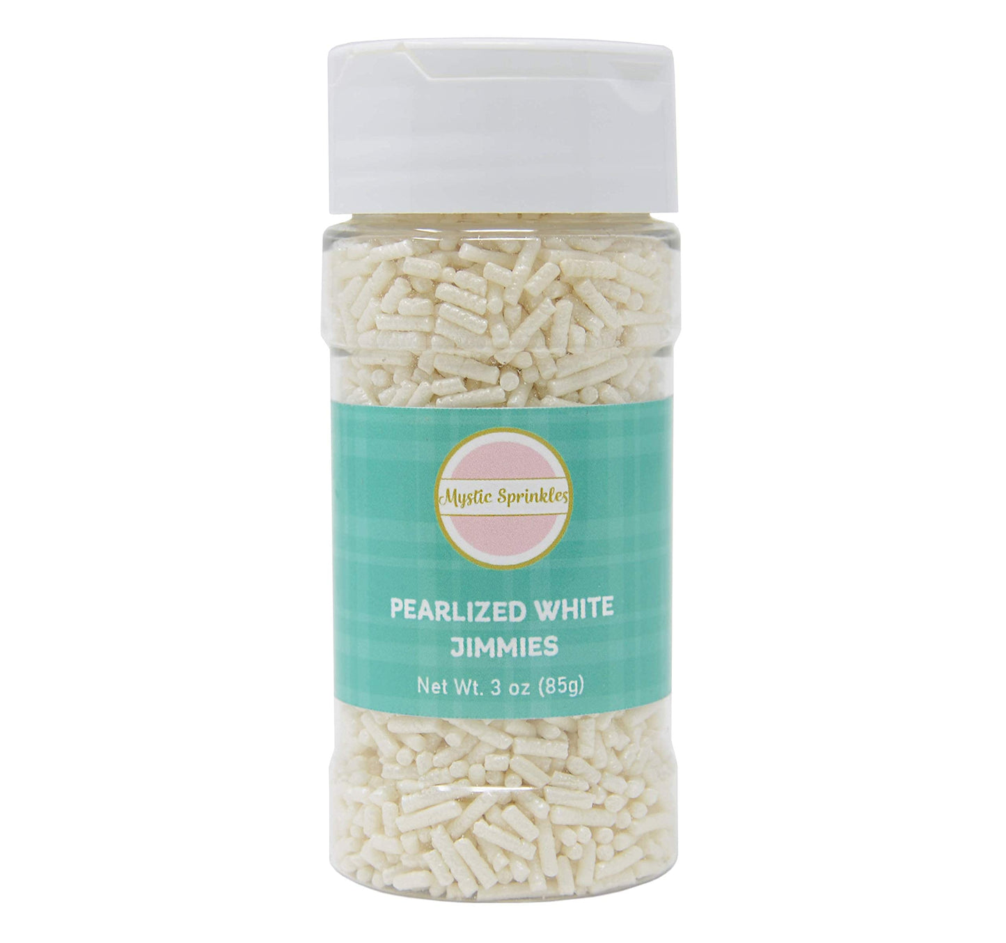 Mystic Sprinkles Pearlized White Jimmies 3Oz Bottle