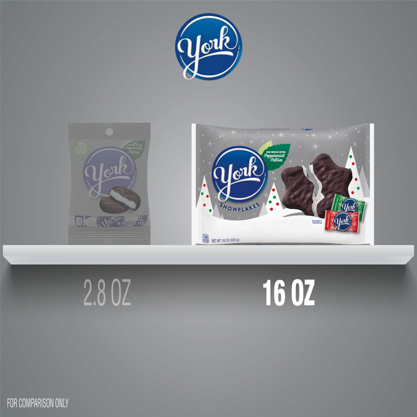 YORK Dark Chocolate Peppermint Patties Snowflakes  Christmas Candy Bag  16 oz