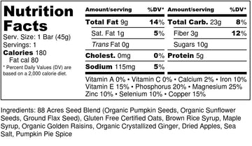 88 Acres, Ginger Apple Seed Bars, 1.6 Ounce, 9 Pack