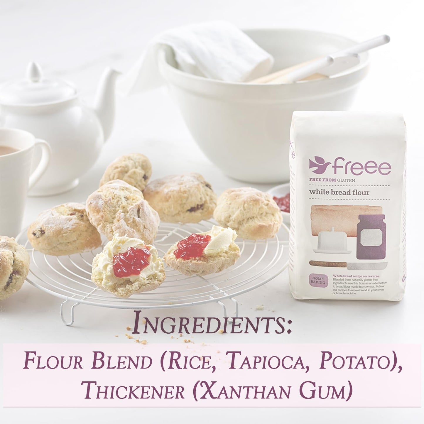 Freee White Bread Flour | All Purpose Gluten Free Flour | For Breads & Pastries Baking | Great For Bread Machine | Home Goods Ba