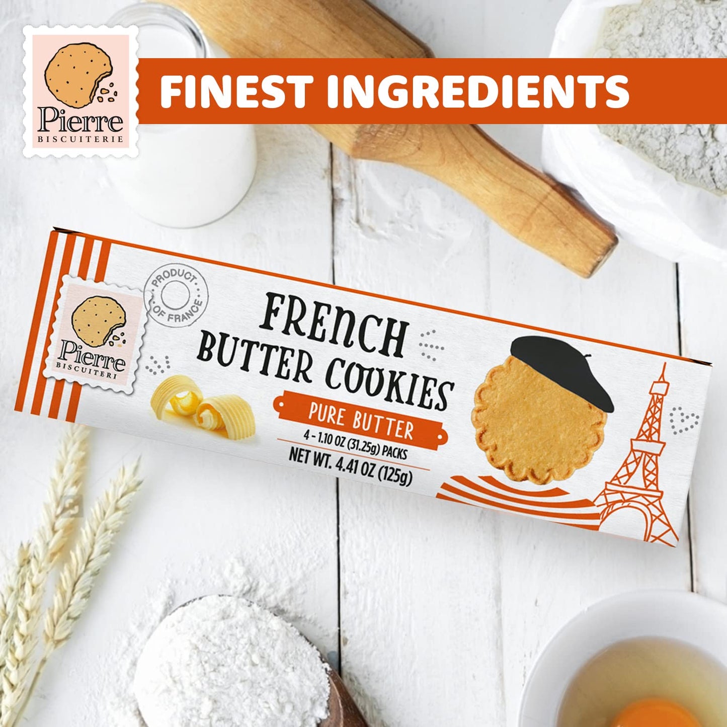 2 Set - Brand Pierre Biscuiterie Pure French Butter Cookies, Size 4.41 Oz
