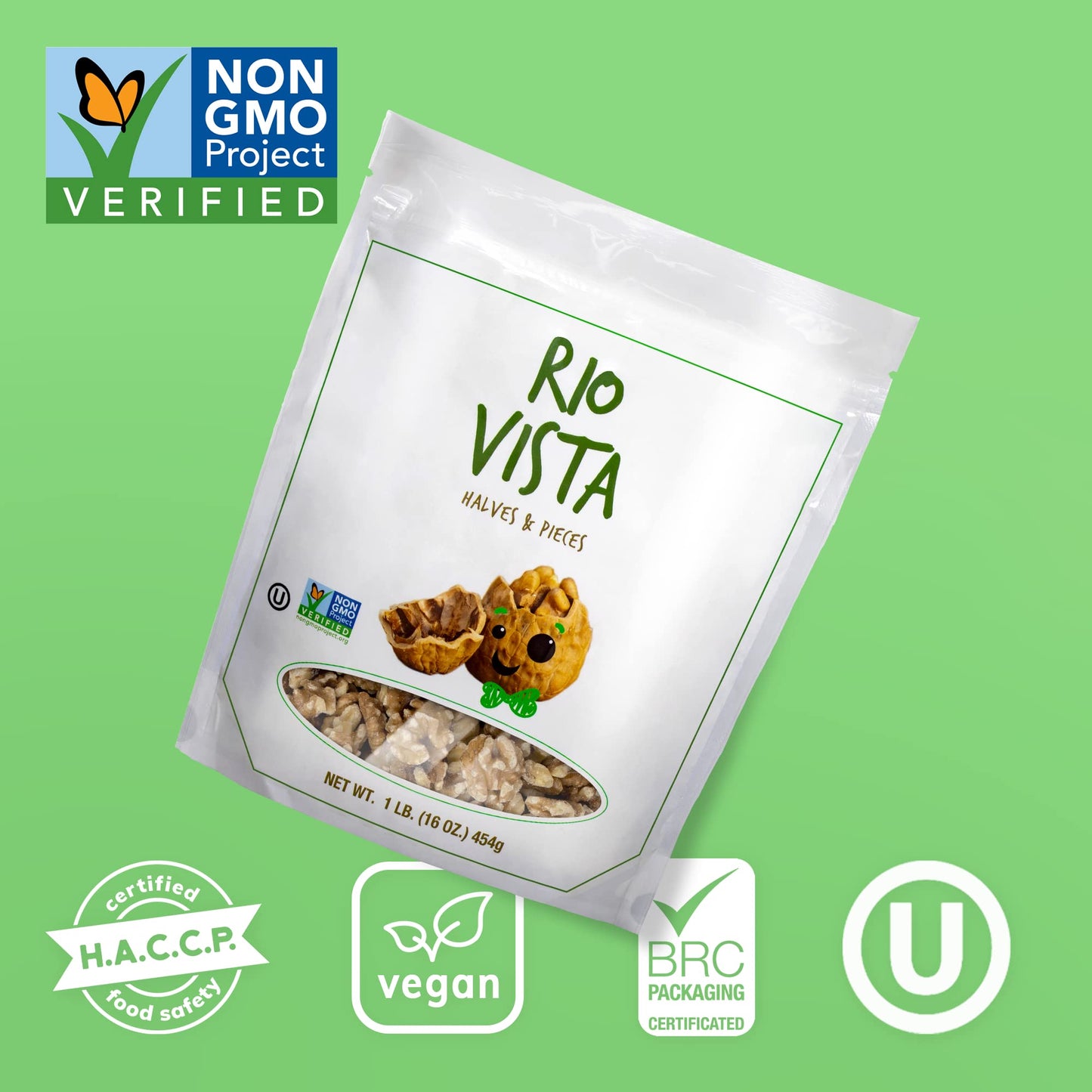 Shelled Walnut Halves & Pieces 2 Pack (2LBS/16oz)|California Grown Raw Walnuts Unsalted & Shelled |100% Natural & Non-GMO Verified  No Preservatives