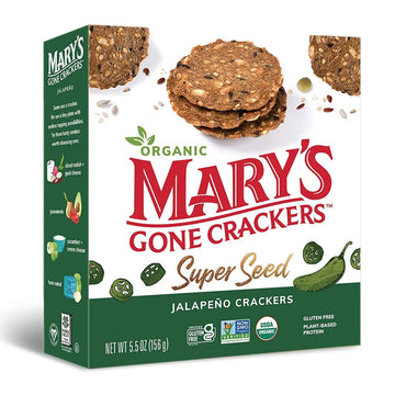 Marys Gone Crackers Super Seed Crackers, Organic Plant Based Protein, Gluten Free, Jalapeno, 5.5 Ounce (Pack Of 1)