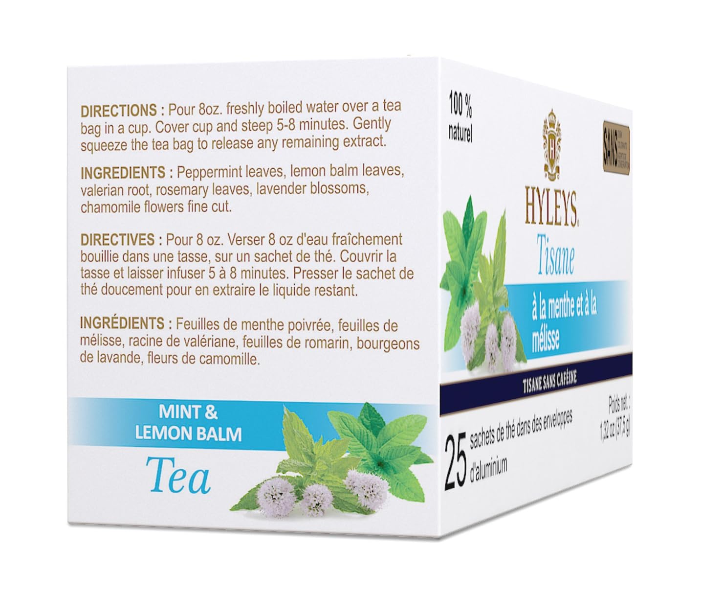 HYLEYS Sleep Herbal Tea - Caffeine-Free, 100% Natural, 25 Tea Bags, Relaxing Evening Blend