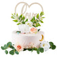 Juexica Wedding Cake Topper Set, Rustic Heart Shaped, 7x3, Wood, White/Champagne/Green, Includes 6 Pcs for Bridal Shower/Engagement