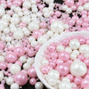 Pink White Pearl Sprinkles, 4.6oz Edible Pearls for Cake Decorating, 6 Sizes Cake Sprinkles for Baking Cupcake Cookies Ice Cream