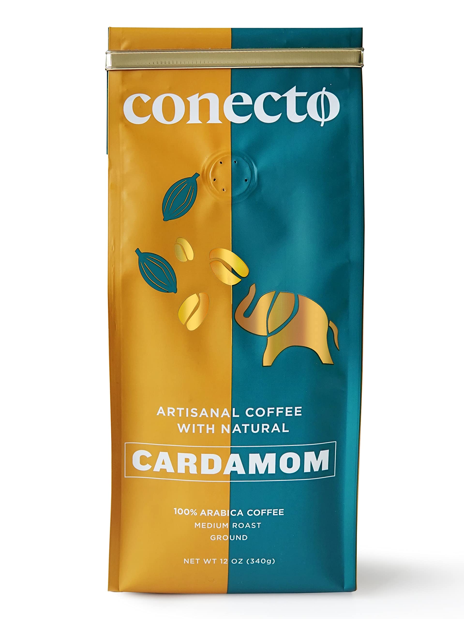 Conecto Cardamom Coffee: 100% Natural and Artisanal, Guatemalan Arabica Ground Coffee Flavored with Clay Pot Roasted Cardamom, M