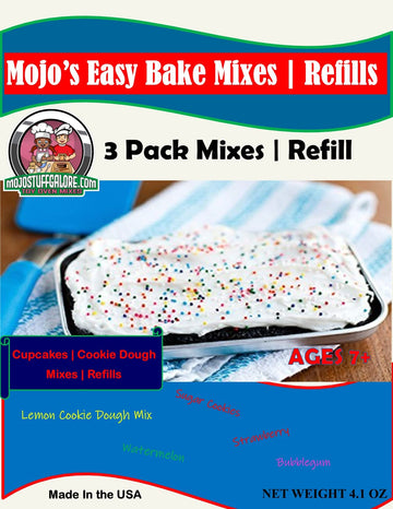 Mojo Stuff Galore Mojo's Children's Easy to Bake Oven Mixes | Play Toy Oven 3 Pack Refill | Cakes and Cookies Ultimate Baking Su