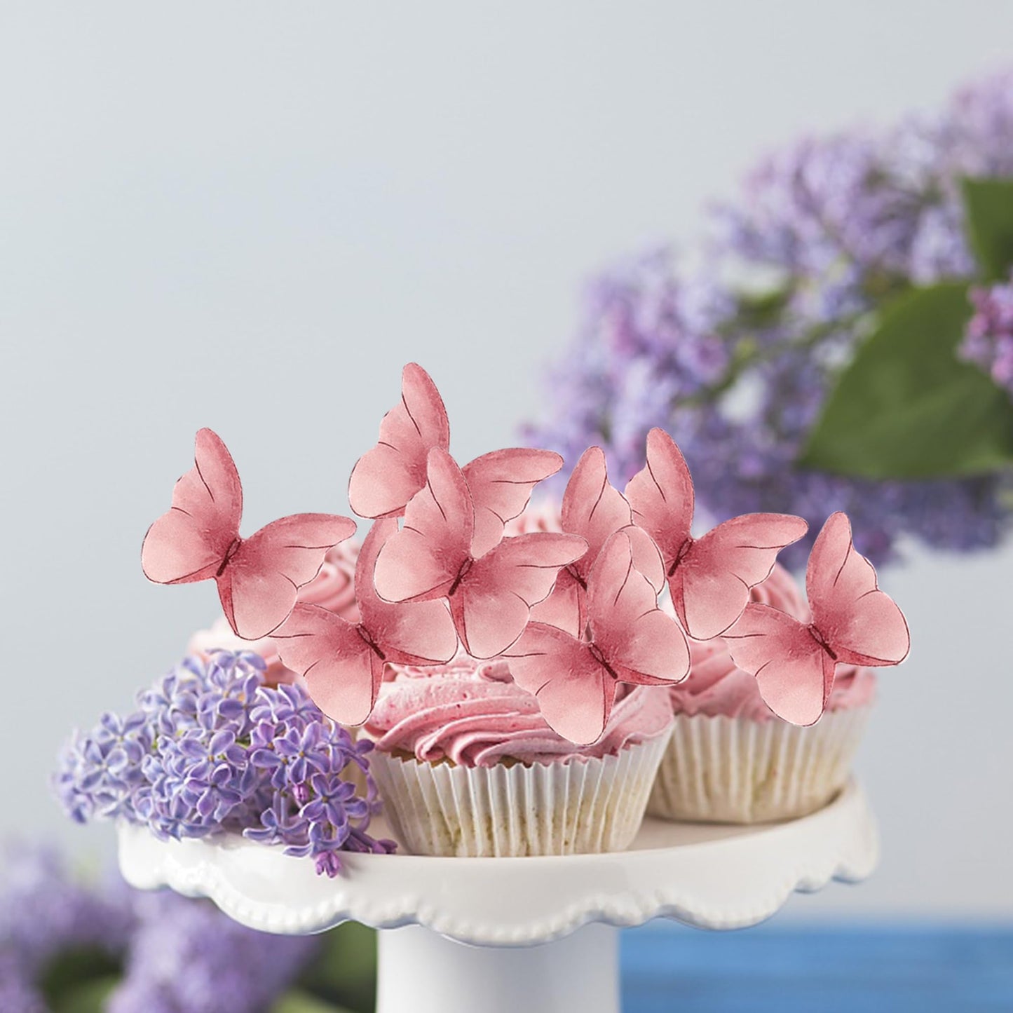 48Pcs Edible Cupcake Toppers - Wafer Paper Edible Butterfly Cake Decorations For Butterfly Theme Baby Shower Birthday Wedding Pa
