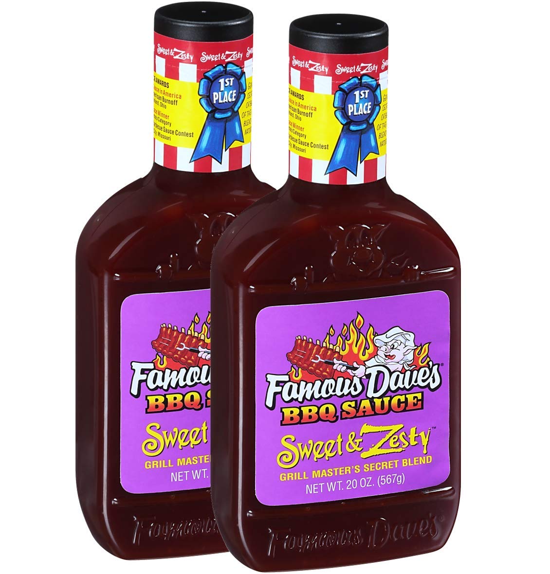 Famous Daves Sweet & Zesty BBQ Sauce, 40 oz (2 Pack), 1.25 lb Total Weight