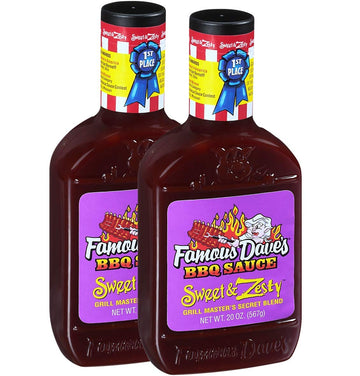 Famous Daves Sweet & Zesty BBQ Sauce, 40 oz (2 Pack), 1.25 lb Total Weight