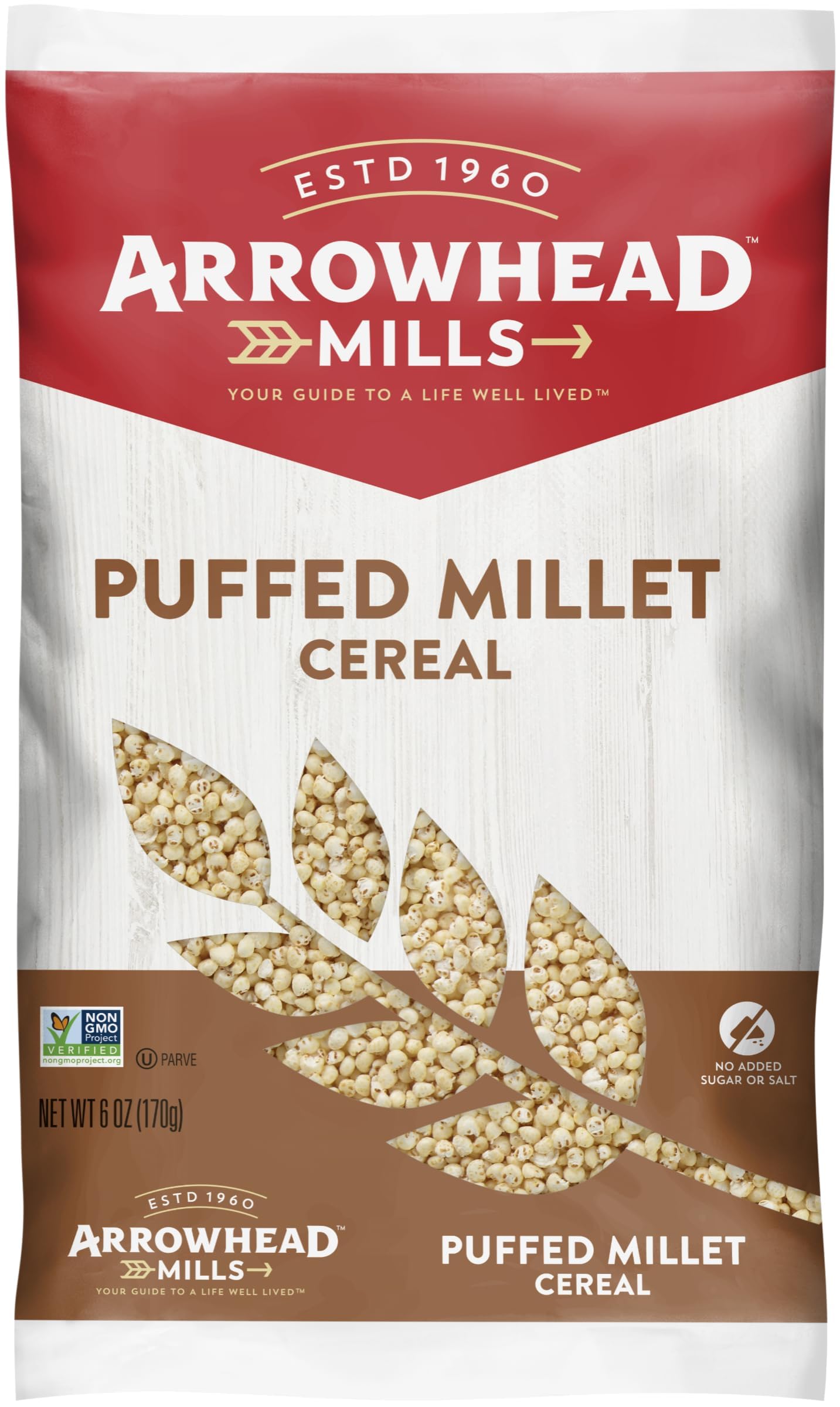 Arrowhead Mills Puffed Millet Cereal, 6 oz Bag, Pack of 12, Gluten-Free
