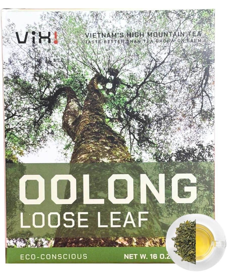 VIXI Green Oolong Tea Loose Leaf, 16.00 Oz, Vietnam's Mountain Tea, Caffeinated, Dried Whole Full Large Leaves, 100% Natural fro