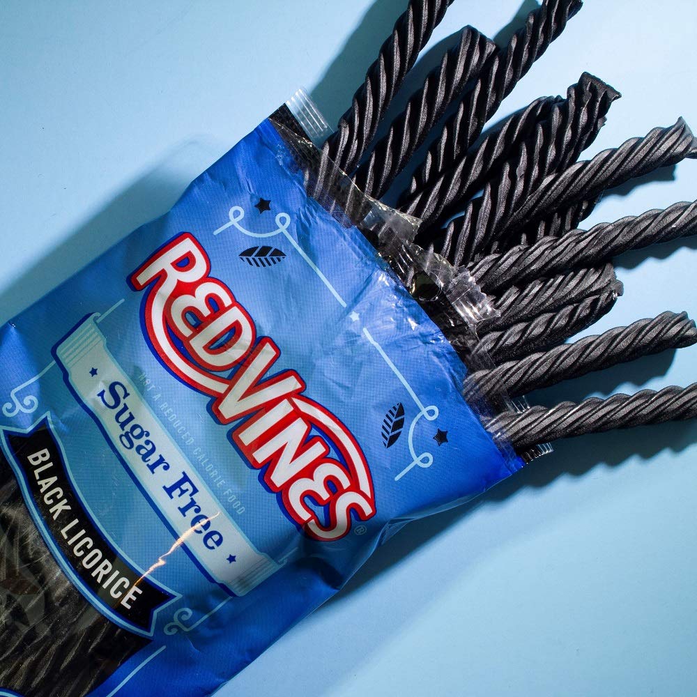 Red Vines Sugar Free Black Licorice, Soft  Chewy Candy Twists, 5Oz Bags (12 Pack)