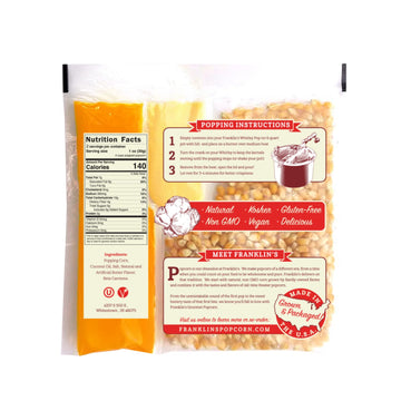 Franklins Gourmet Popcorn All-In-One Popcorn Packs for Popcorn Machine - 8oz Pack of 10 - Made in USA - Packs of Corn Kernels wi