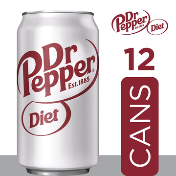 Diet Dr Pepper Soda, 12 Fl Oz Cans, 12 Pack