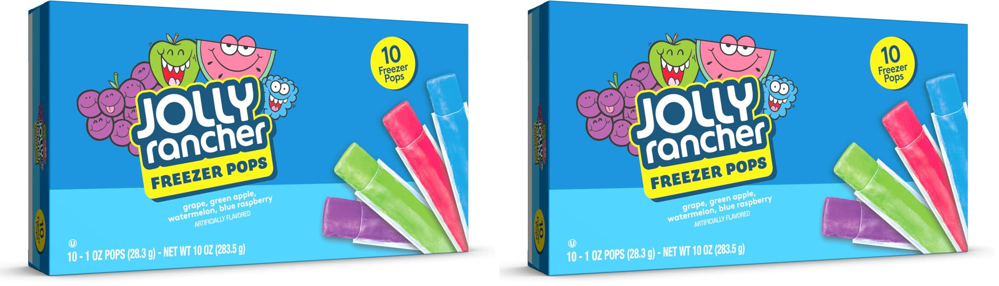 Jolly Rancher Freezer Bars, Assorted Flavors, 1 Oz Bars,10 Ice Bars (Pack of 2)