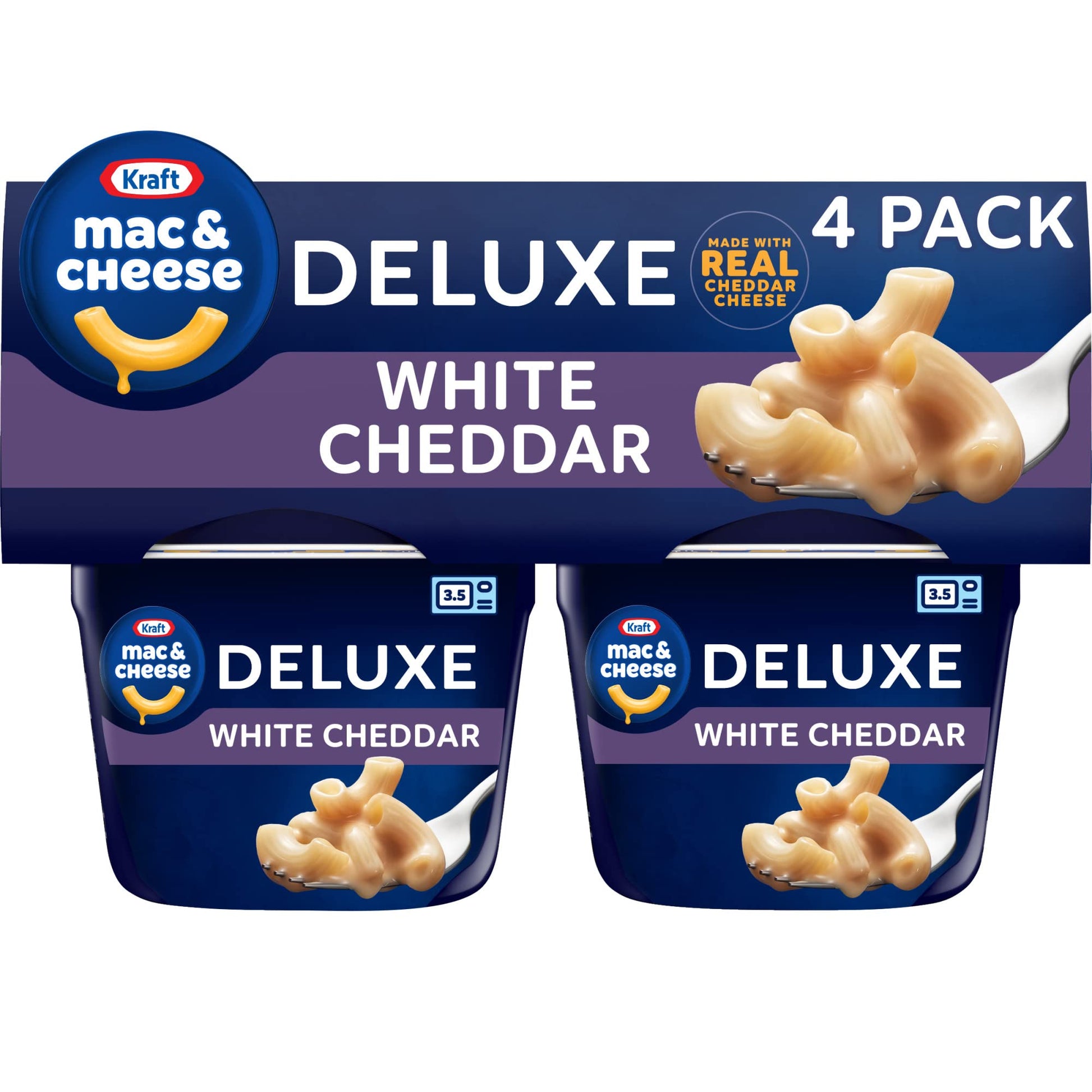 Kraft Deluxe White Cheddar Easy Microwavable Macaroni And Cheese Cups (4 Ct Pack, 2.39 Oz Cups)