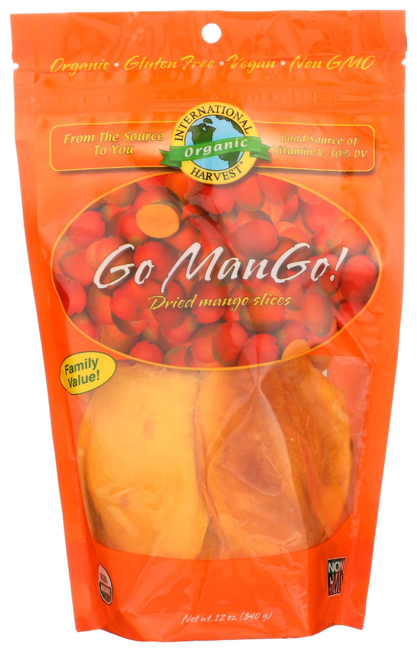 International Harvest Organic Go Mango Slices, Gluten Free, Non GMO, 12 Ounce (Pack of 5)