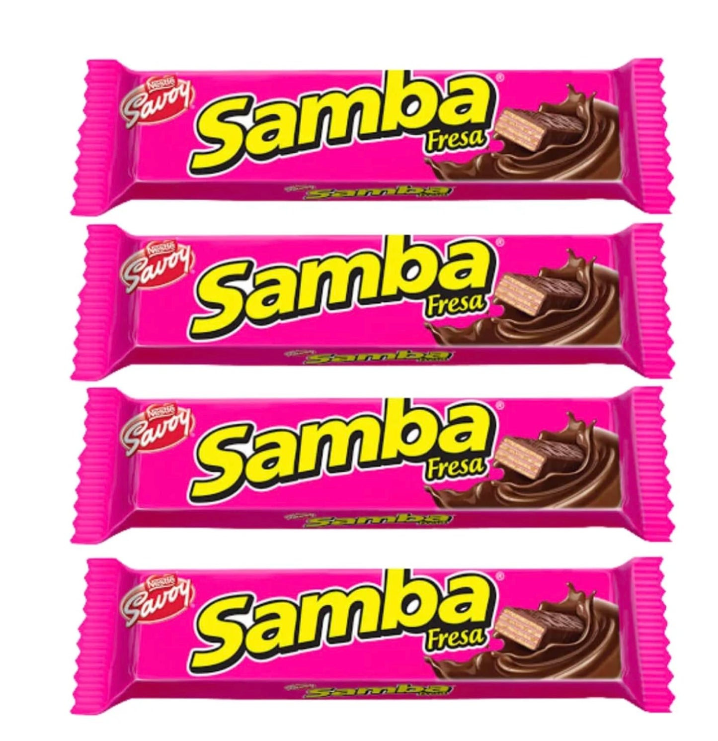 Samba Strawberry Fresa Fudge Covered Wafer with Strawberry Filling - 20 Pack (32gr/1.12oz Each) from Venezuela
